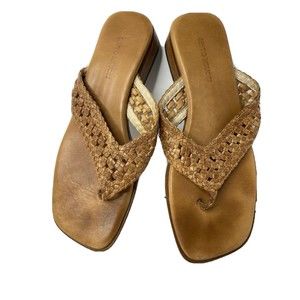 Sesto Meucci Made In Italy Brown Leather Heeled Sandals 8M